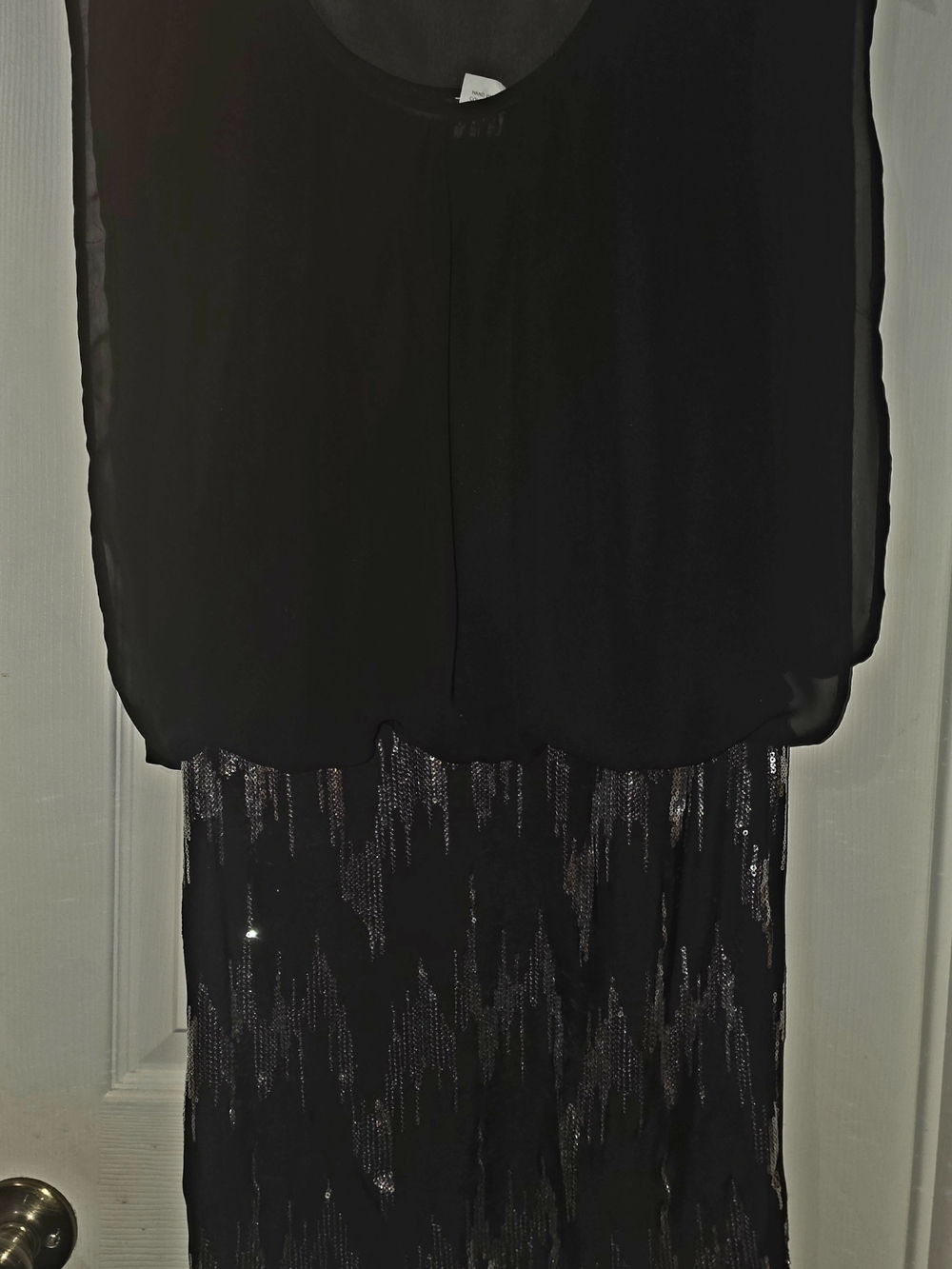 Deb Women’s Dress Sleeveless Black Silver Sequin Mini Size M
